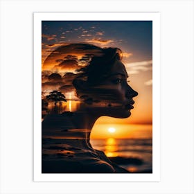 Sunset Portrait Of A Woman Art Print