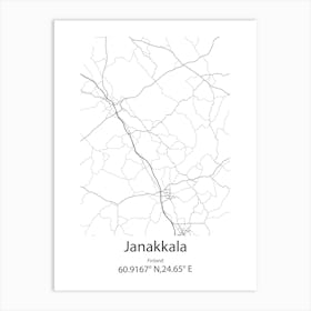 Janakkala,Finland Minimalist Map Art Print