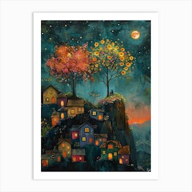 Night In The Village 1 Art Print