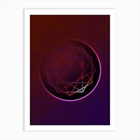 Geometric Neon Glyph on Jewel Tone Triangle Pattern 372 Art Print
