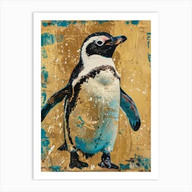 Penguin Chick Gold Effect Collage 2 Art Print