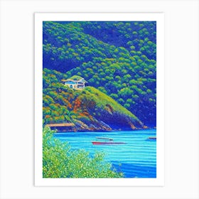 Santa Catalina Island Panama Pointillism Style Tropical Destination Art Print