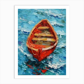 Red Boat In The Sea 2 Art Print