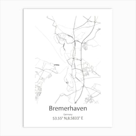 Bremerhaven,Germany Minimalist Map Art Print