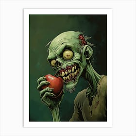 Scary Zombie Eating An Apple 2 Art Print