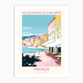 Villefranche Sur Mer, France, Flat Pastels Tones Illustration 2 Poster Art Print