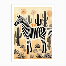 Zebra And Cactus 2 Art Print