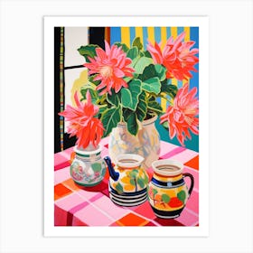 Cactus Painting Maximalist Still Life Easter Cactus 4 Art Print