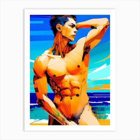 Nude Gay Male Beach Scene Art Print