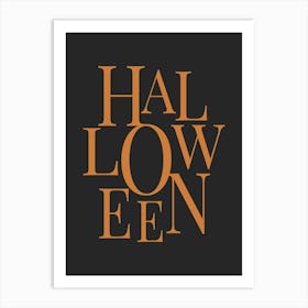 Modern Halloween Typography - Orange & Black Art Print