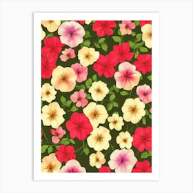 Morning Glory Repeat Retro Flower Art Print