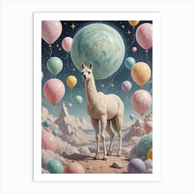 Llama With Balloons 1 Art Print