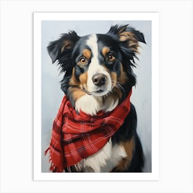 Australian Shepherd Wearing A Christmas 1 Art Print