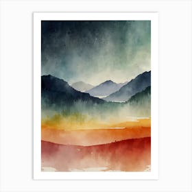 Watercolor Of Mountains 3 Art Print