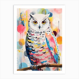 Bird Painting Collage Snowy Owl 1 Art Print