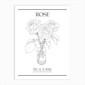 Rose In A Vase Line Drawing 6 Poster Art Print