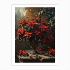 Baroque Floral Still Life Poinsettia 1 Art Print