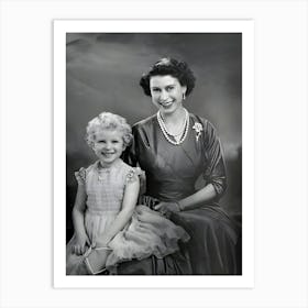 Portrait Of Queen Elizabeth Ii With Princess Anne Art Print