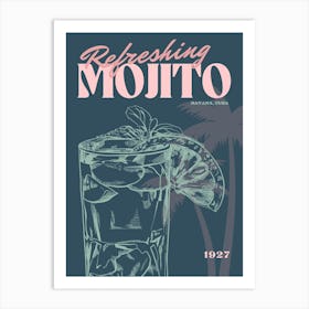 Navy Retro Mojito Art Print