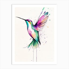 Berylline Hummingbird Minimalist Watercolour Art Print