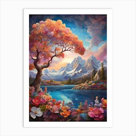 Tree By The Lake Art Print