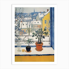 The Windowsill Of Ljubljana   Slovenia Snow Inspired By Matisse 1 Art Print