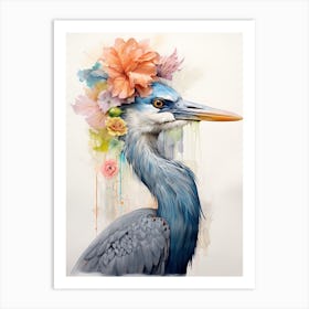 Bird With A Flower Crown Great Blue Heron 4 Art Print