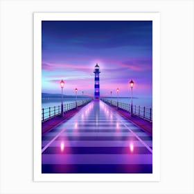 Lighthouse At Night 20 Art Print