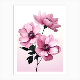 Pink Flowers On A Pink Background 5 Art Print