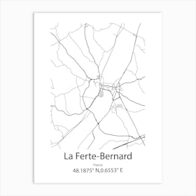 La Ferte Bernard,France Minimalist Map Art Print