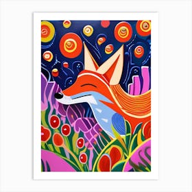 Abstract Happy Fox 2 Art Print