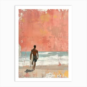 Surfer On The Beach Art Print