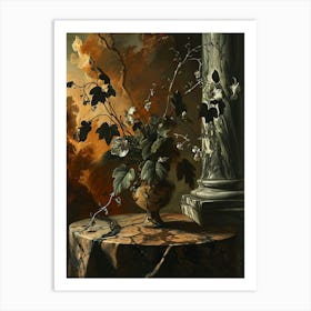 Baroque Floral Still Life Periwinkle 4 Art Print