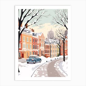 Vintage Winter Travel Illustration Richmond England 2 Art Print