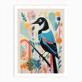 Colourful Scandi Bird Magpie 5 Art Print