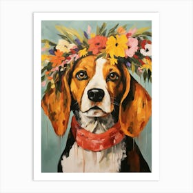 Beagle Portrait With A Flower Crown, Matisse Painting Style 2 Art Print