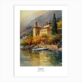 Lake Como, Italy 4 Watercolor Travel Poster Art Print