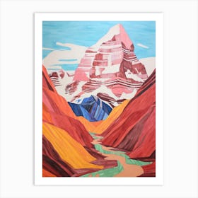 Mount Robson Canada 2 Colourful Mountain Illustration Art Print