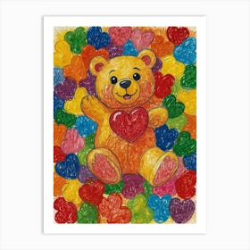 Teddy Bear With Hearts 1 Art Print