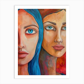 Two Women With Blue Eyes Art Print