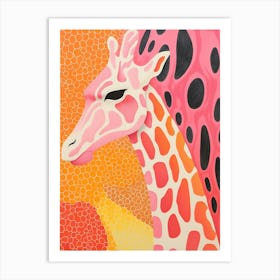 Pink Orange Giraffe Portrait Patterns 3 Art Print