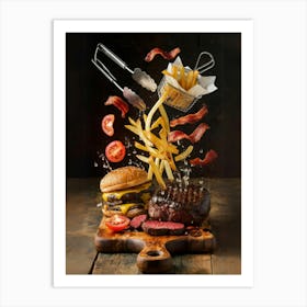 Burger And Fries Art Print