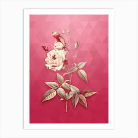 Vintage Common Rose of India Botanical in Gold on Viva Magenta n.0116 Art Print