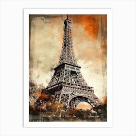 Eiffel Tower Paris France Sketch Drawing Style 4 Art Print