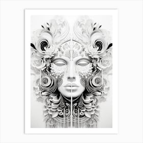 Surreal Symmetry Abstract Black And White 2 Art Print