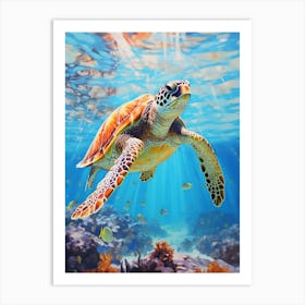 Sea Turtle Ocean And Reflections 3 Art Print