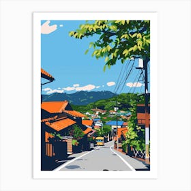 Yufuin Japan Colourful Illustration Art Print