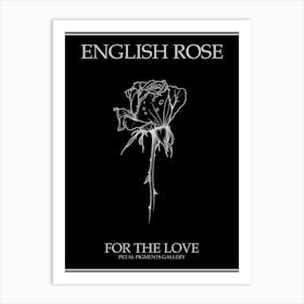English Rose Black And White Line Drawing 26 Poster Inverted Art Print