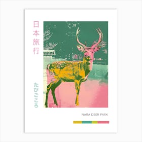 Nara Deer Park Retro Duotone Silkscreen Poster 3 Art Print