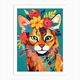 Somali Cat With A Flower Crown Painting Matisse Style 2 Art Print